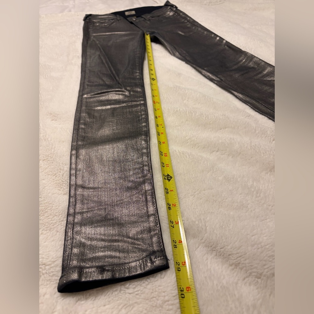 True Religion Metallic Silver Mid-Rise Super Skinny Jeans - Picture 5 of 6
